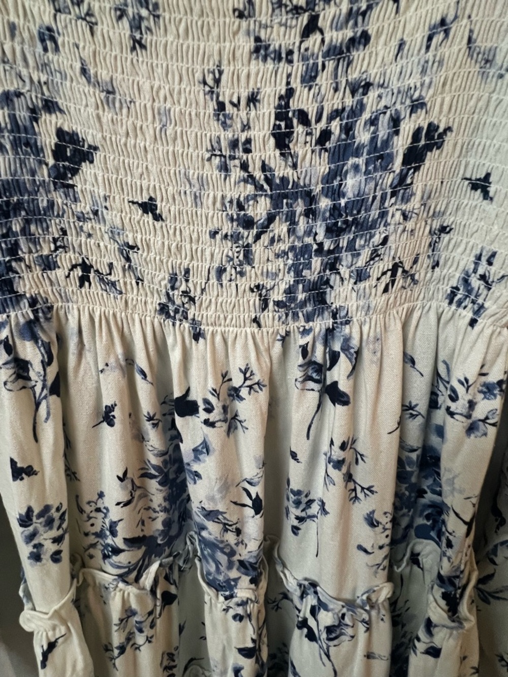 ALTAR’D STATE Blue Floral Smocked Mini Dress Puff Sleeve Cottagecore Feminine - Picture 5 of 8